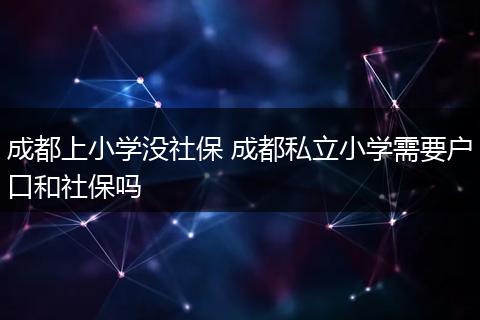 成都上小学没社保 成都私立小学需要户口和社保吗