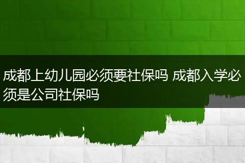 成都上幼儿园必须要社保吗 成都入学必须是公司社保吗