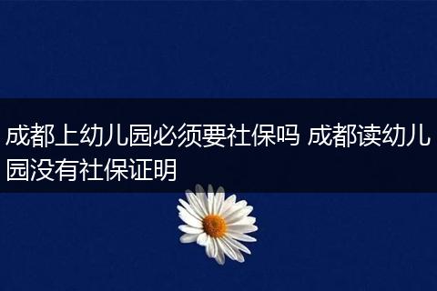 成都上幼儿园必须要社保吗 成都读幼儿园没有社保证明