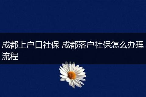 成都上户口社保 成都落户社保怎么办理流程