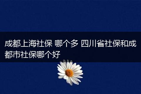 成都上海社保 哪个多 四川省社保和成都市社保哪个好