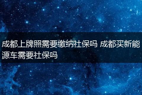 成都上牌照需要缴纳社保吗 成都买新能源车需要社保吗