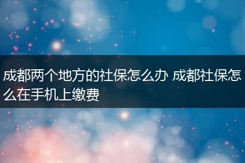 成都两个地方的社保怎么办 成都社保怎么在手机上缴费