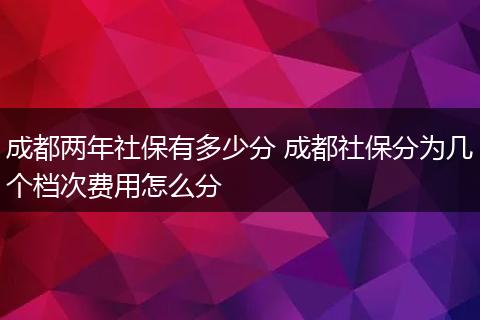 成都两年社保有多少分 成都社保分为几个档次费用怎么分