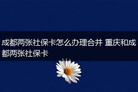 成都两张社保卡怎么办理合并 重庆和成都两张社保卡