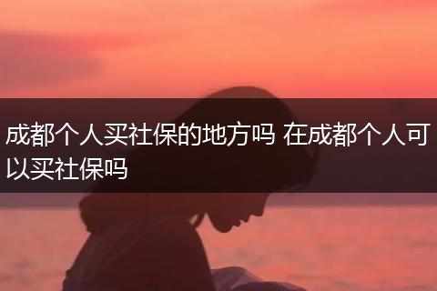 成都个人买社保的地方吗 在成都个人可以买社保吗