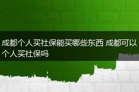 成都个人买社保能买哪些东西 成都可以个人买社保吗
