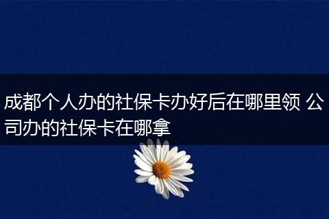 成都个人办的社保卡办好后在哪里领 公司办的社保卡在哪拿
