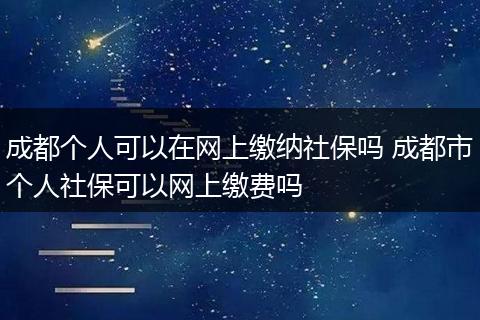 成都个人可以在网上缴纳社保吗 成都市个人社保可以网上缴费吗