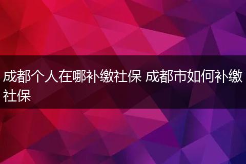 成都个人在哪补缴社保 成都市如何补缴社保