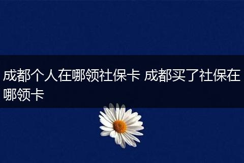 成都个人在哪领社保卡 成都买了社保在哪领卡
