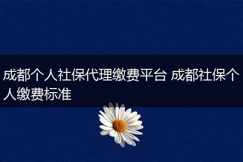 成都个人社保代理缴费平台 成都社保个人缴费标准