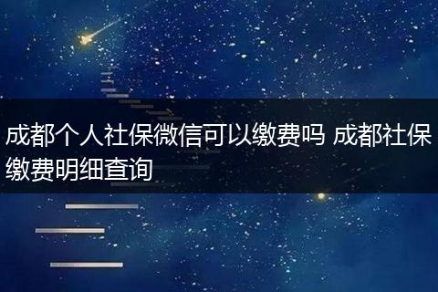 成都个人社保微信可以缴费吗 成都社保缴费明细查询