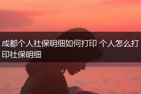成都个人社保明细如何打印 个人怎么打印社保明细