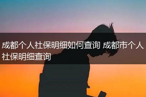 成都个人社保明细如何查询 成都市个人社保明细查询