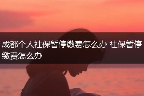 成都个人社保暂停缴费怎么办 社保暂停缴费怎么办