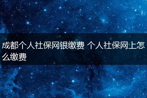 成都个人社保网银缴费 个人社保网上怎么缴费