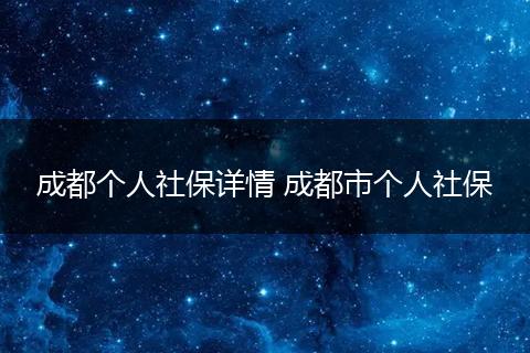成都个人社保详情 成都市个人社保