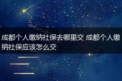 成都个人缴纳社保去哪里交 成都个人缴纳社保应该怎么交