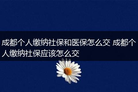 成都个人缴纳社保和医保怎么交 成都个人缴纳社保应该怎么交