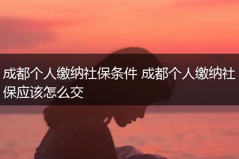 成都个人缴纳社保条件 成都个人缴纳社保应该怎么交