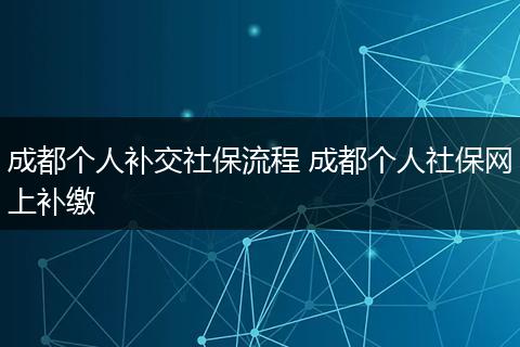 成都个人补交社保流程 成都个人社保网上补缴