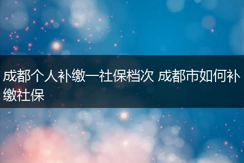 成都个人补缴一社保档次 成都市如何补缴社保