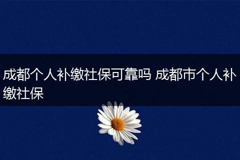 成都个人补缴社保可靠吗 成都市个人补缴社保