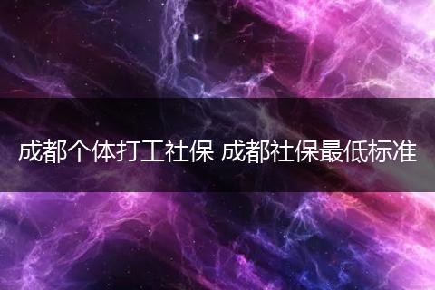 成都个体打工社保 成都社保最低标准