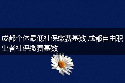 成都个体最低社保缴费基数 成都自由职业者社保缴费基数