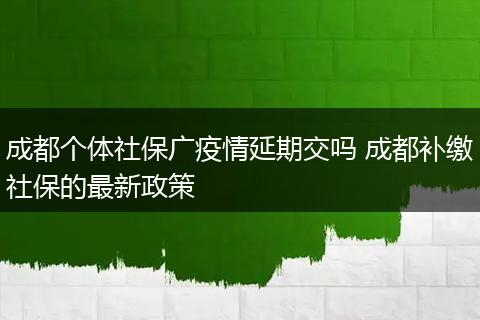 成都个体社保广疫情延期交吗 成都补缴社保的最新政策
