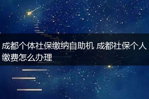 成都个体社保缴纳自助机 成都社保个人缴费怎么办理