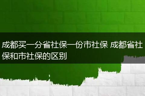 成都买一分省社保一份市社保 成都省社保和市社保的区别