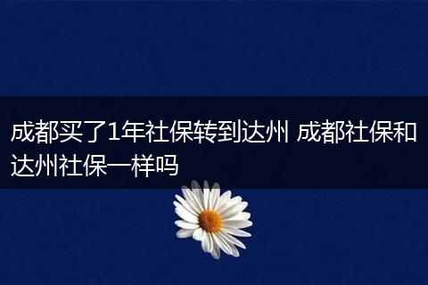 成都买了1年社保转到达州 成都社保和达州社保一样吗
