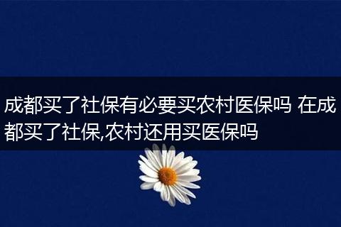 成都买了社保有必要买农村医保吗 在成都买了社保,农村还用买医保吗