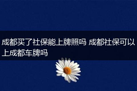 成都买了社保能上牌照吗 成都社保可以上成都车牌吗