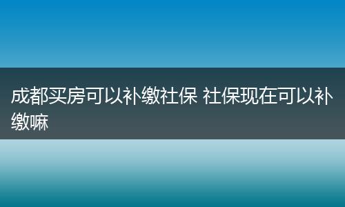 成都买房可以补缴社保 社保现在可以补缴嘛