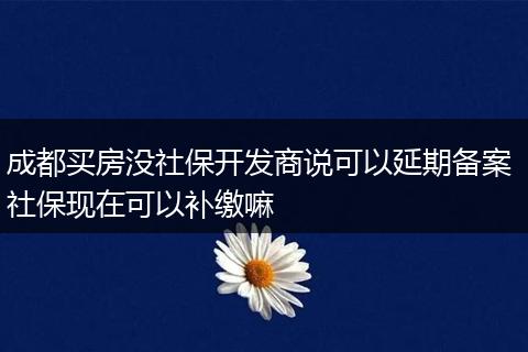 成都买房没社保开发商说可以延期备案 社保现在可以补缴嘛