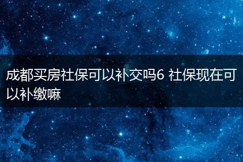 成都买房社保可以补交吗6 社保现在可以补缴嘛