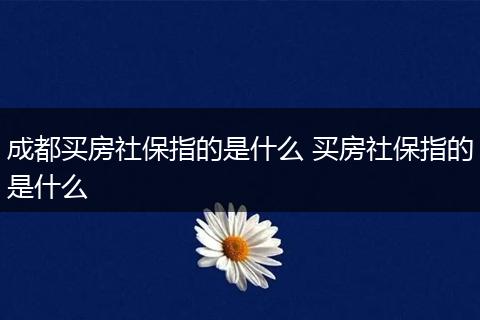成都买房社保指的是什么 买房社保指的是什么
