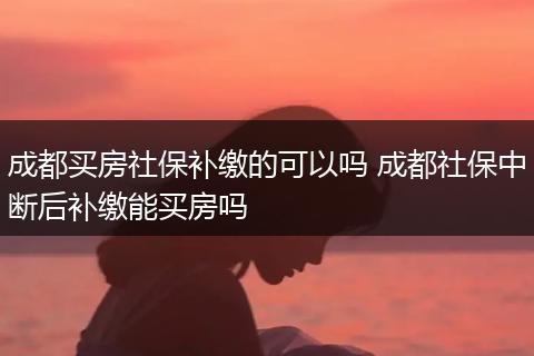 成都买房社保补缴的可以吗 成都社保中断后补缴能买房吗