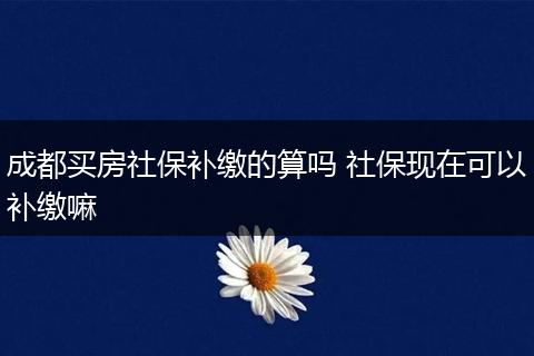 成都买房社保补缴的算吗 社保现在可以补缴嘛