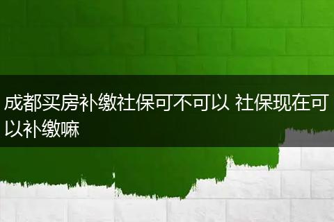 成都买房补缴社保可不可以 社保现在可以补缴嘛