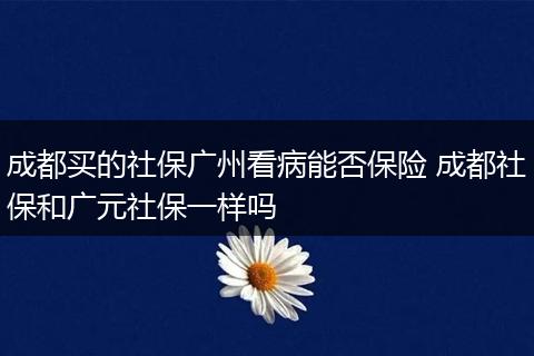 成都买的社保广州看病能否保险 成都社保和广元社保一样吗