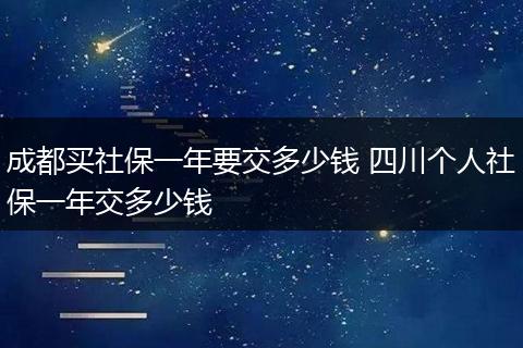 成都买社保一年要交多少钱 四川个人社保一年交多少钱