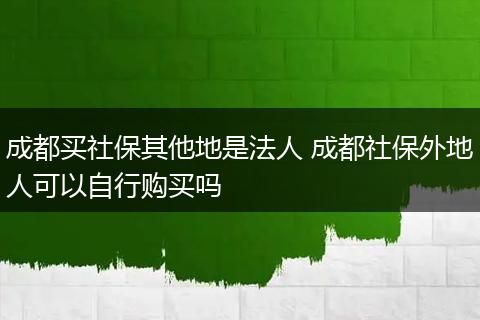 成都买社保其他地是法人 成都社保外地人可以自行购买吗