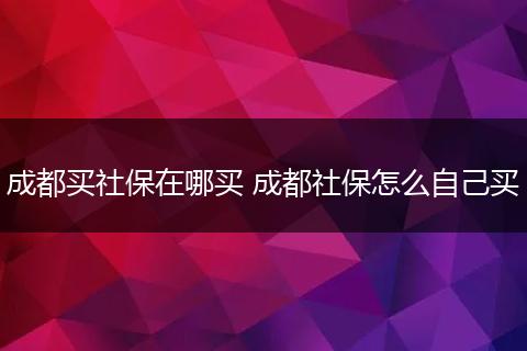 成都买社保在哪买 成都社保怎么自己买