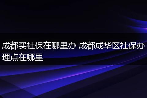 成都买社保在哪里办 成都成华区社保办理点在哪里
