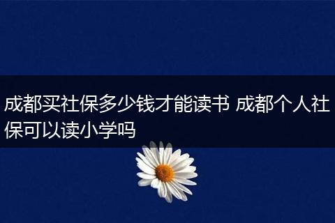 成都买社保多少钱才能读书 成都个人社保可以读小学吗