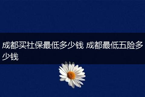 成都买社保最低多少钱 成都最低五险多少钱